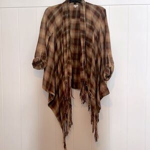Plaid cardigan shrug
